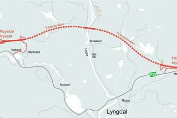 Kart over Røyskår-krysset og Herdals-krysset